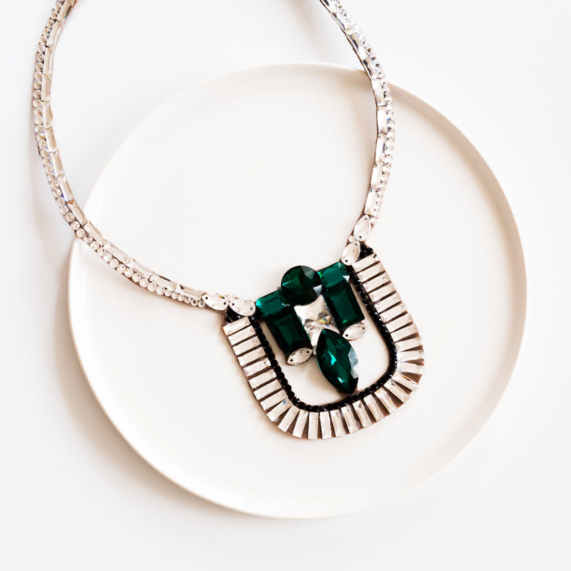 Cairo Necklace - Crystal, Jet & Emerald