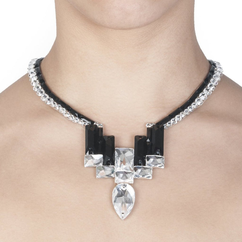 Nouveau Necklace- Jet and Crystal