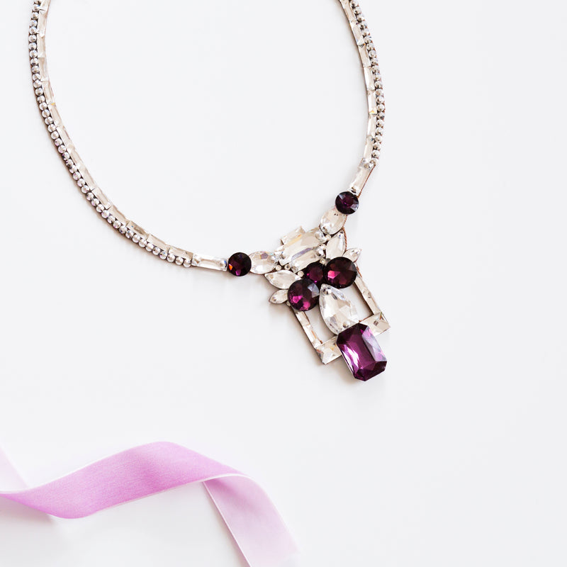 Madeira Necklace - Crystal & Plum