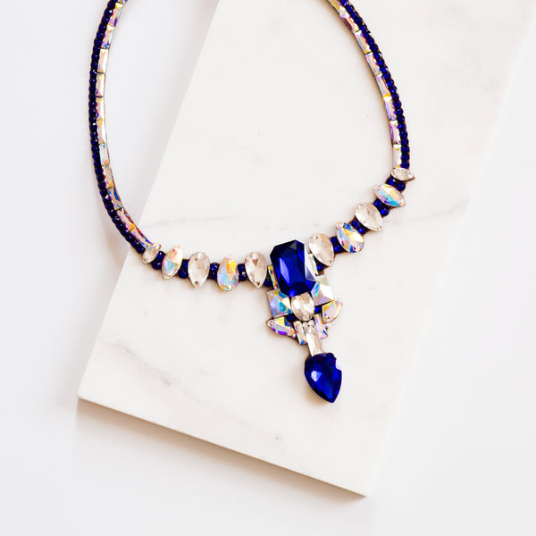 Odessa Necklace - Crystal AB & Sapphire