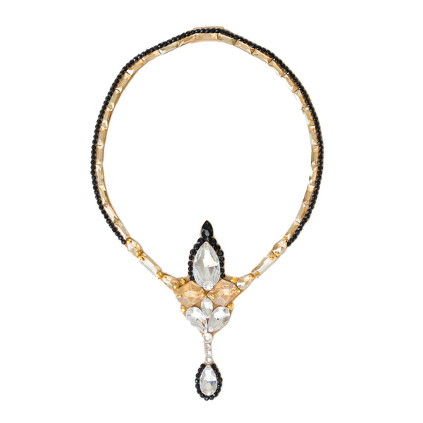 Paris Necklace - Jet, Golden Shadow & Crystal