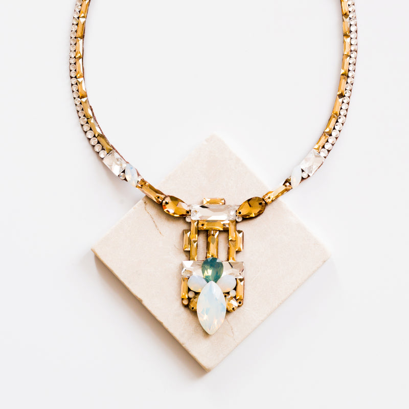 Verona Necklace - Crystal, Golden Shadow & Opal