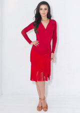 Gia Fringe Skirt- Red