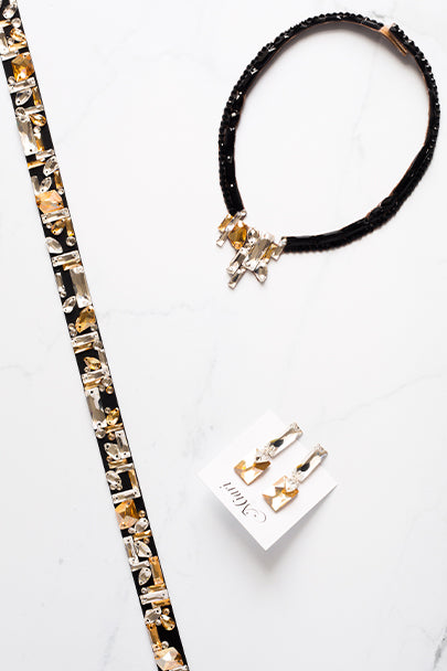 Mosaic Necklace Set - Crystal & Golden Shadow